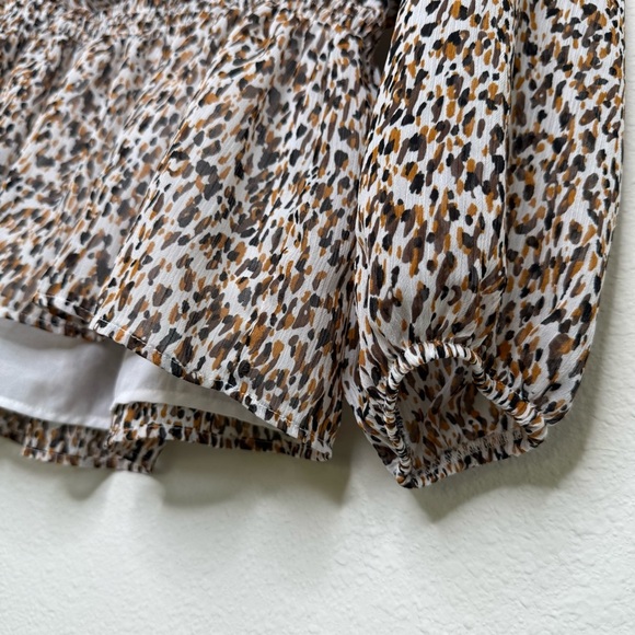 Banana Republic Leopard Print Long Sleeve Blouse Brown Gold Size Small - Picture 8 of 13